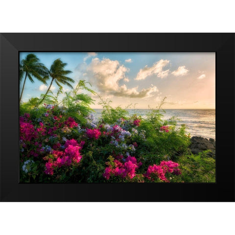 Hot Pink Black Modern Wood Framed Art Print by Frates, Dennis