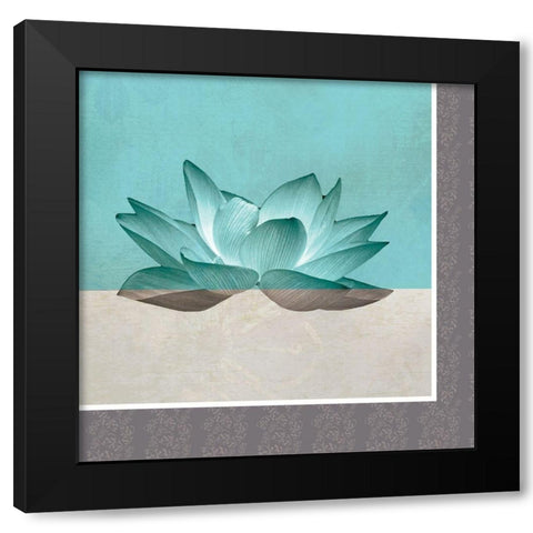 Lotus Patch Black Modern Wood Framed Art Print with Double Matting by JMB Designs