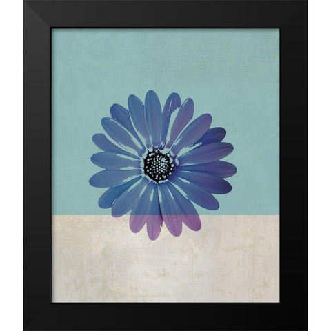 Blue Flower Black Modern Wood Framed Art Print by JMB Designs