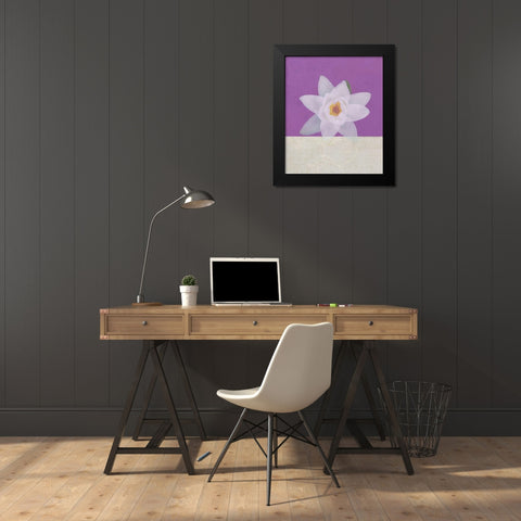 Water Lily Black Modern Wood Framed Art Print by JMB Designs