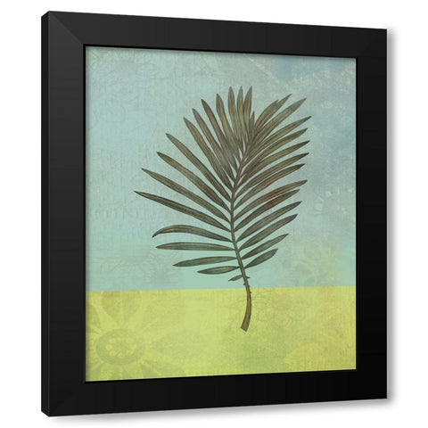 Palm Leaf Black Modern Wood Framed Art Print by JMB Designs