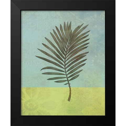 Palm Leaf Black Modern Wood Framed Art Print by JMB Designs