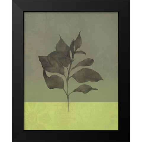 Green Leaves Black Modern Wood Framed Art Print by JMB Designs
