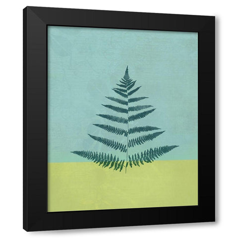 Aqua Fern Black Modern Wood Framed Art Print with Double Matting by JMB Designs
