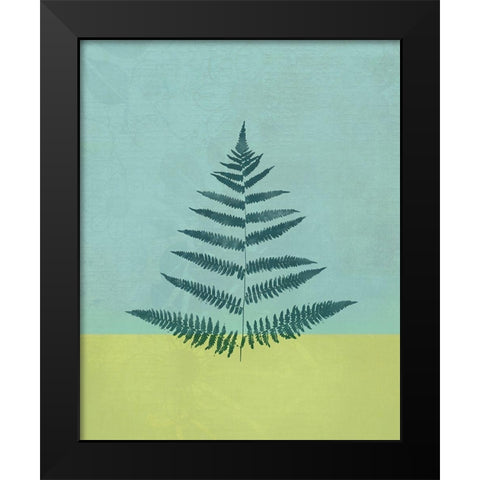 Aqua Fern Black Modern Wood Framed Art Print by JMB Designs