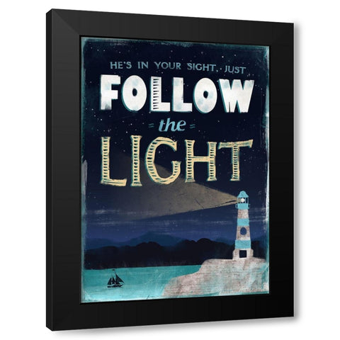 Follow Light Black Modern Wood Framed Art Print by JMB Designs