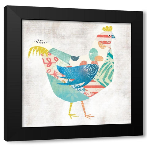 Rooster Black Modern Wood Framed Art Print with Double Matting by JMB Designs