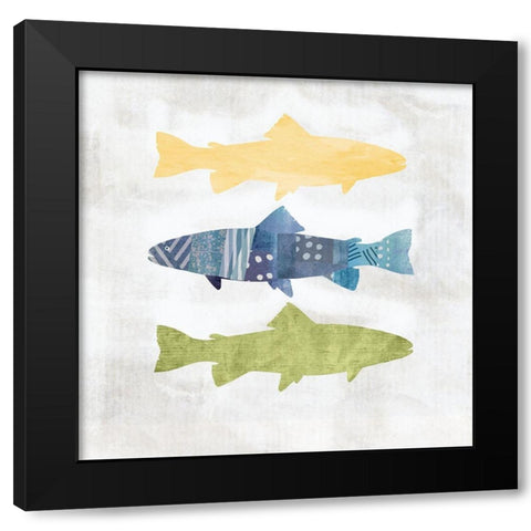 Fish Black Modern Wood Framed Art Print by JMB Designs