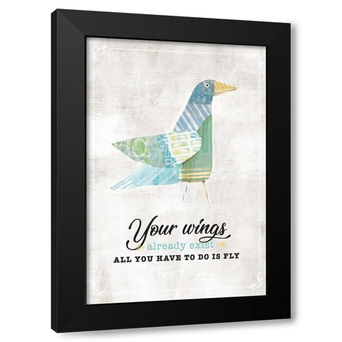Fly Black Modern Wood Framed Art Print by JMB Designs