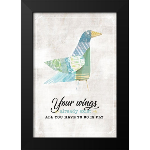 Fly Black Modern Wood Framed Art Print by JMB Designs