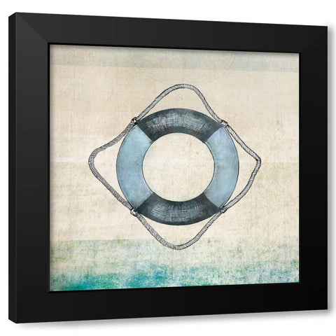 Life Preserver Black Modern Wood Framed Art Print with Double Matting by JMB Designs