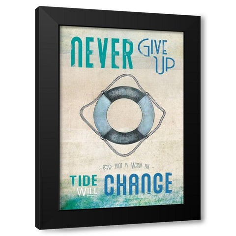 Never Give Up Black Modern Wood Framed Art Print with Double Matting by JMB Designs
