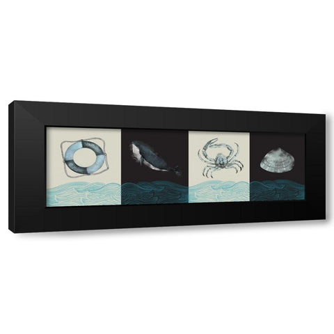 Nautical Pattern Black Modern Wood Framed Art Print by JMB Designs