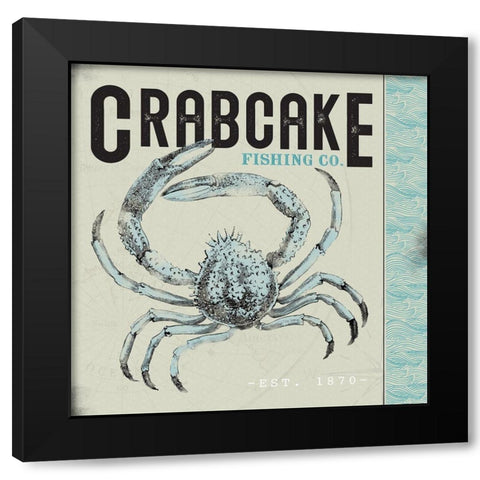 Crabcake Black Modern Wood Framed Art Print by JMB Designs