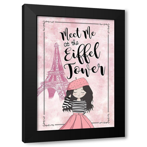 Meet Me at the Eiffel Tower Black Modern Wood Framed Art Print with Double Matting by JMB Designs
