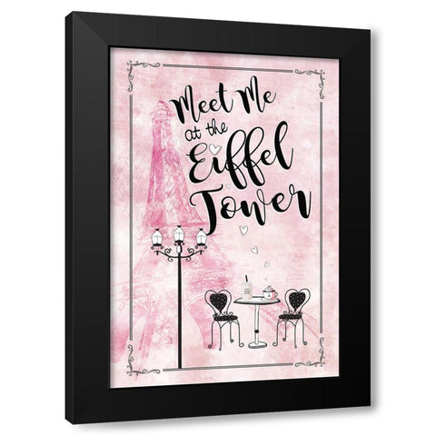 Meet Me at the Eiffel Tower Black Modern Wood Framed Art Print with Double Matting by JMB Designs