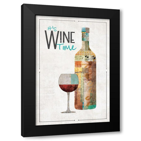 Its Wine Time Black Modern Wood Framed Art Print with Double Matting by JMB Designs