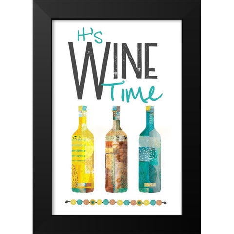 Its Wine Time Black Modern Wood Framed Art Print by JMB Designs
