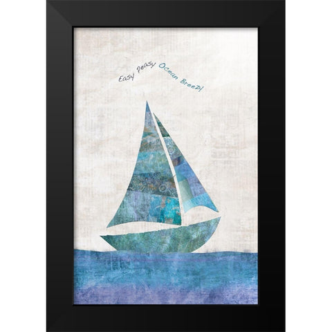 Ocean Breezy Black Modern Wood Framed Art Print by JMB Designs