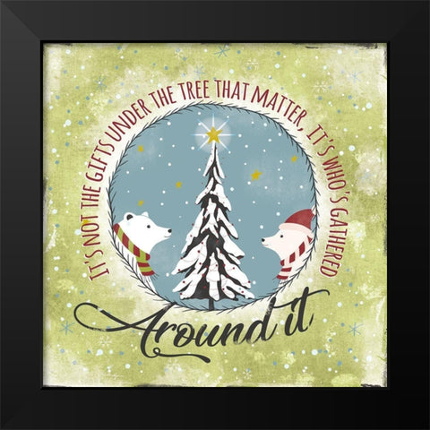 Gathered Around Tree Black Modern Wood Framed Art Print by JMB Designs