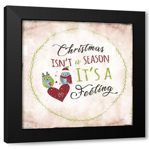 Christmas is a Feeling Black Modern Wood Framed Art Print by JMB Designs