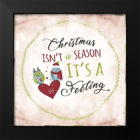 Christmas is a Feeling Black Modern Wood Framed Art Print by JMB Designs