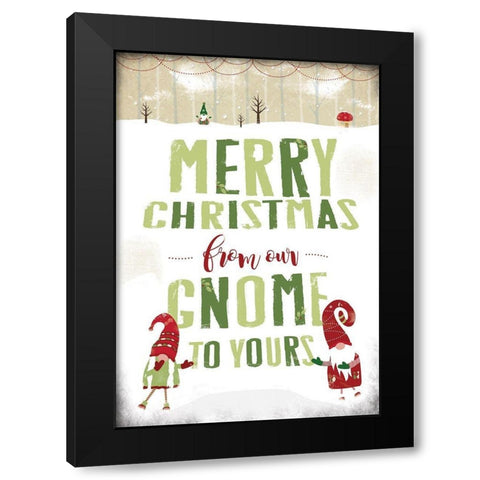 Gnome Christmas Black Modern Wood Framed Art Print by JMB Designs
