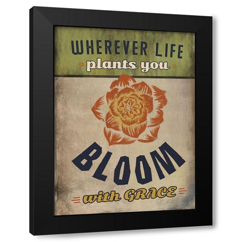 Bloom with Grace Black Modern Wood Framed Art Print by JMB Designs