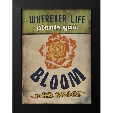 Bloom with Grace Black Modern Wood Framed Art Print by JMB Designs