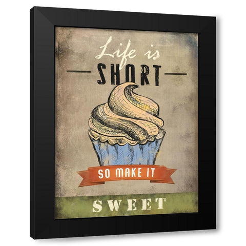 Life is Short Black Modern Wood Framed Art Print by JMB Designs