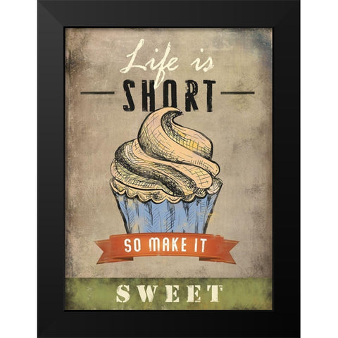 Life is Short Black Modern Wood Framed Art Print by JMB Designs