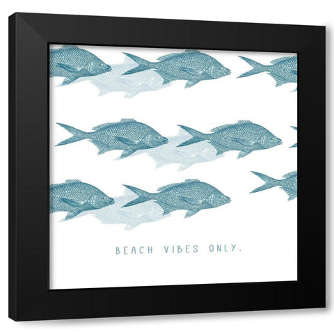 Beach Vibes Only Black Modern Wood Framed Art Print with Double Matting by JMB Designs