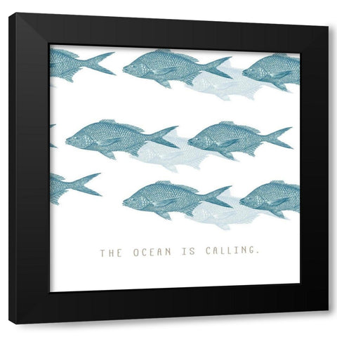 Ocean is Calling Black Modern Wood Framed Art Print with Double Matting by JMB Designs
