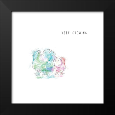 Keep Crowing Black Modern Wood Framed Art Print by JMB Designs