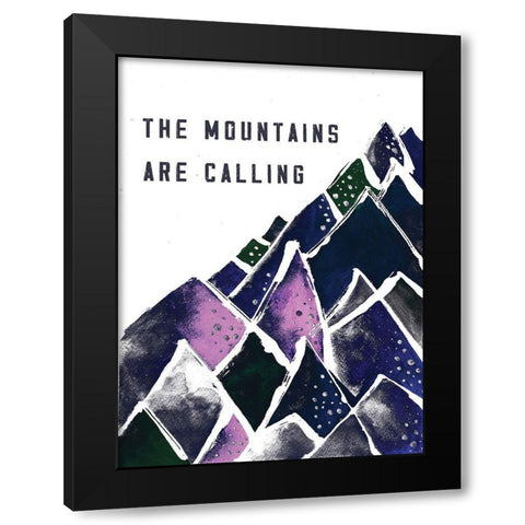 Mountains are Calling Black Modern Wood Framed Art Print by JMB Designs