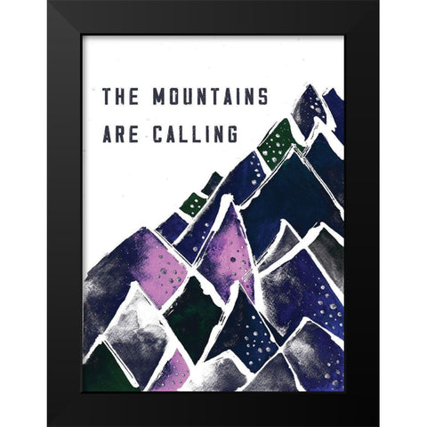 Mountains are Calling Black Modern Wood Framed Art Print by JMB Designs