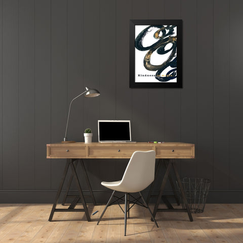Kindness is Magic Black Modern Wood Framed Art Print by JMB Designs