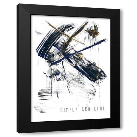 Simply Grateful Black Modern Wood Framed Art Print by JMB Designs