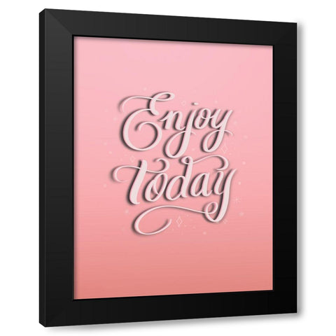 Enjoy Black Modern Wood Framed Art Print by Batista, Dee