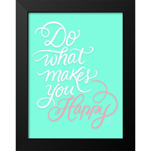 Happy Black Modern Wood Framed Art Print by Batista, Dee