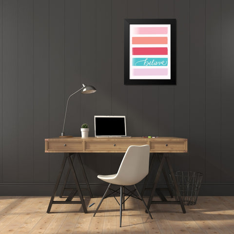 Believe Black Modern Wood Framed Art Print by Batista, Dee