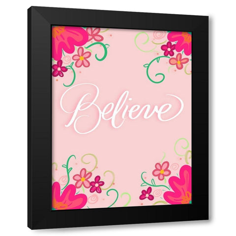 Believe Black Modern Wood Framed Art Print with Double Matting by Batista, Dee