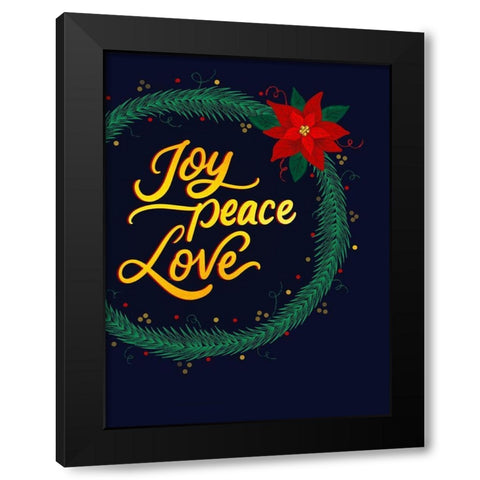 Joy Peace Black Modern Wood Framed Art Print by Batista, Dee