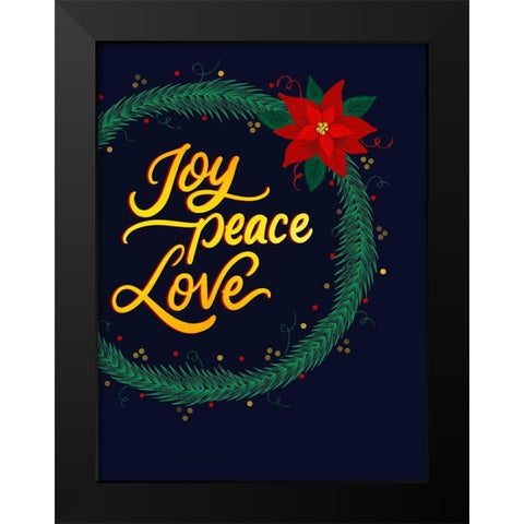 Joy Peace Black Modern Wood Framed Art Print by Batista, Dee