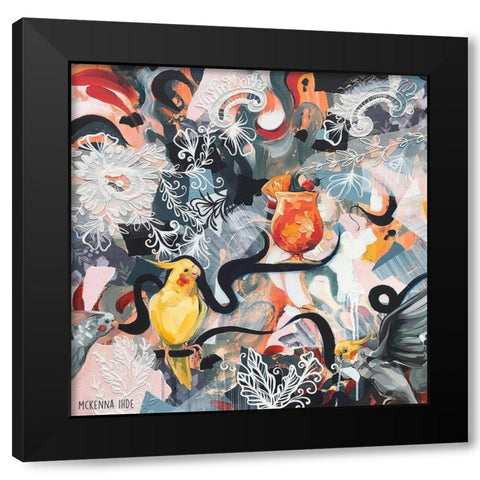 Cocktails and Cockatiels Black Modern Wood Framed Art Print with Double Matting by Ihde, McKenna