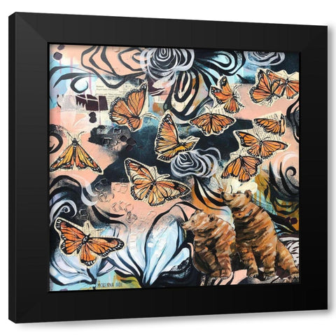 Bears and Monarchs Black Modern Wood Framed Art Print with Double Matting by Ihde, McKenna