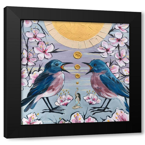Blue Birds Black Modern Wood Framed Art Print with Double Matting by Ihde, McKenna