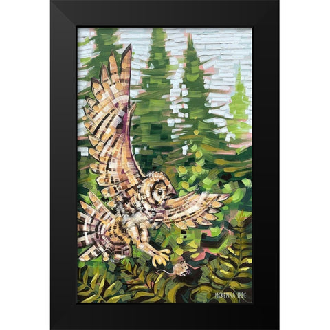 Spotted Owl and Mouse Black Modern Wood Framed Art Print by Ihde, McKenna