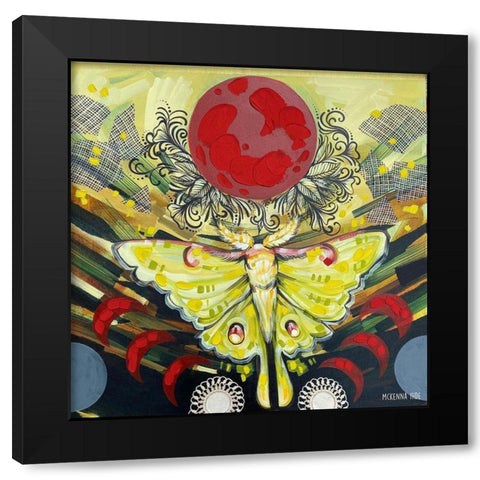 Luna Moth Black Modern Wood Framed Art Print with Double Matting by Ihde, McKenna