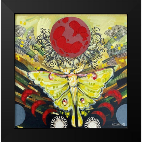 Luna Moth Black Modern Wood Framed Art Print by Ihde, McKenna